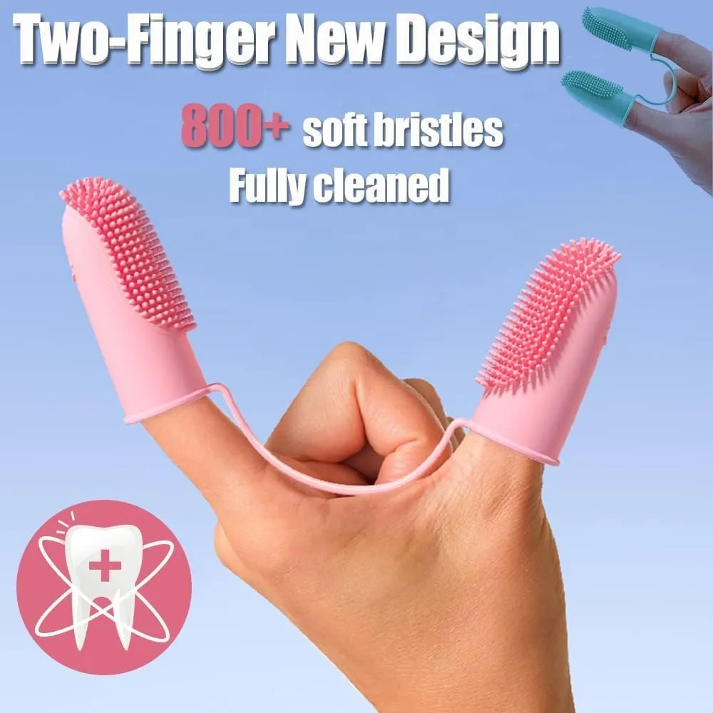 10 Pack Dog Finger Toothbrush Dog Teeth Cleaning Brush 2-Finger Dog Tooth Brushing Kit Dog Cat Toothbrush with Bristles Puppy Dental Care Toothbrush for Small Medium Dog Cat Pet