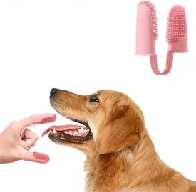 10 Pack Dog Finger Toothbrush Dog Teeth Cleaning Brush 2-Finger Dog Tooth Brushing Kit Dog Cat Toothbrush with Bristles Puppy Dental Care Toothbrush for Small Medium Dog Cat Pet