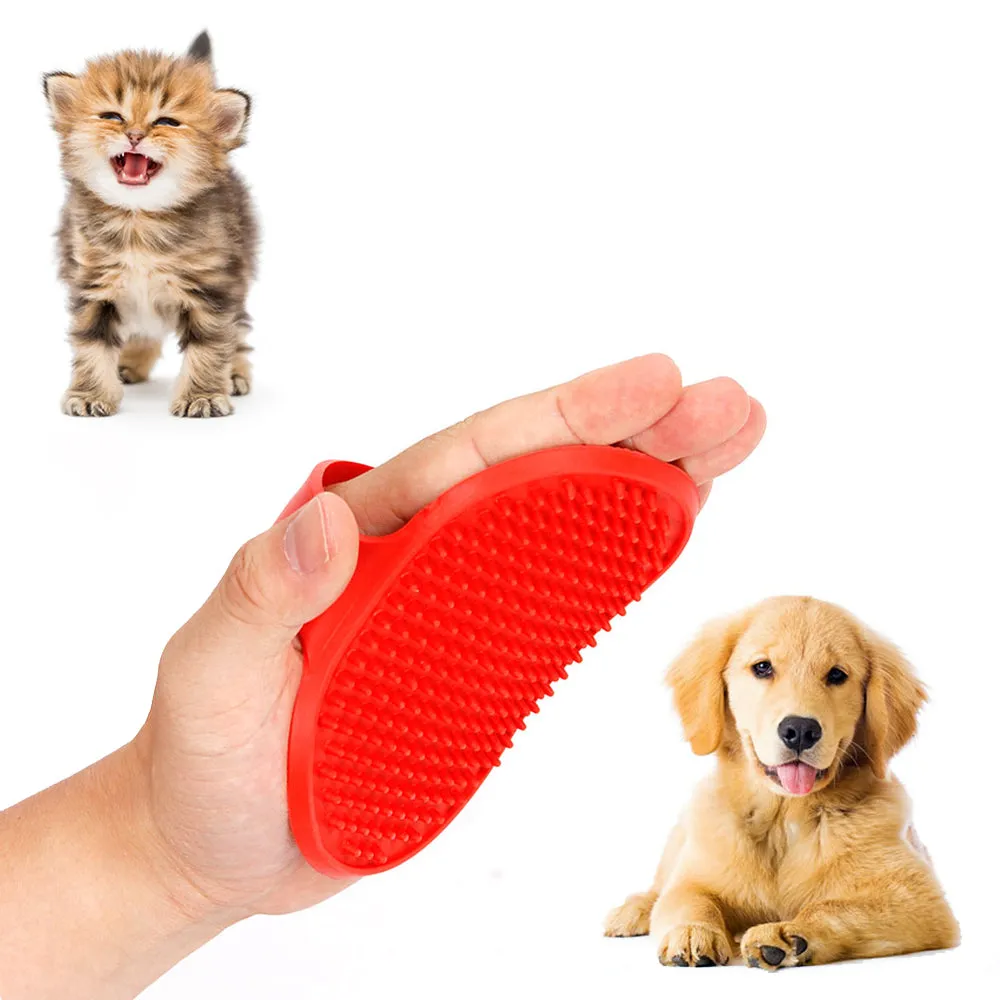 3X Pet Grooming Brush Palm Adjustable Dog Cat Shower Soft Rubber Comb Hair Bath