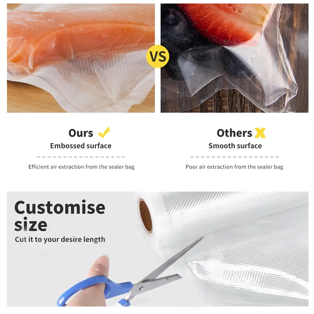 4 Roll Vacuum Food Sealer Bags | Saver Seal Rolls | Storage Commercial Heat Grade | 20CMx6M