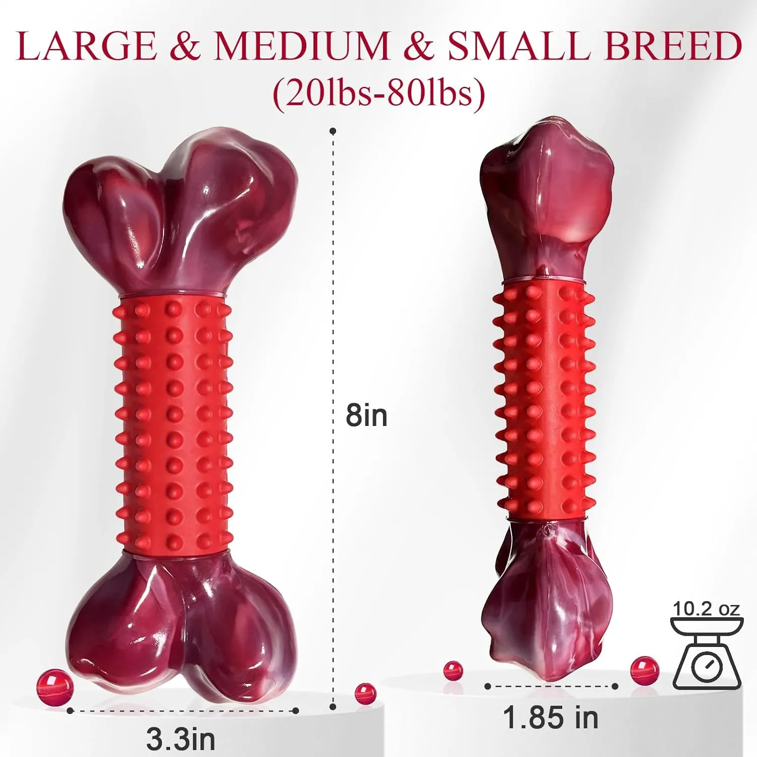 Apasiri Tough Dog Toys for Aggressive Chewers Large Breed, Beef Flavor Dog Chew Bone, Nylon & Rubber Chew Toy for Medium Large Dogs