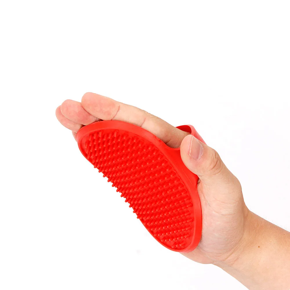 Dog Cat Pet Grooming Brush Comb Hair Rubber Oval Strap Bath Handle Soft Scruber