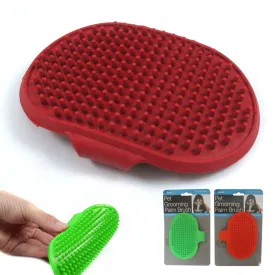 Dog Cat Pet Grooming Brush Comb Hair Rubber Oval Strap Bath Handle Soft Scruber