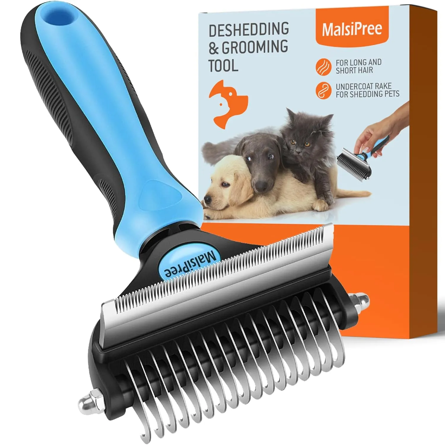 Dog Grooming Brush for Shedding - 2 in 1 Deshedding Tool