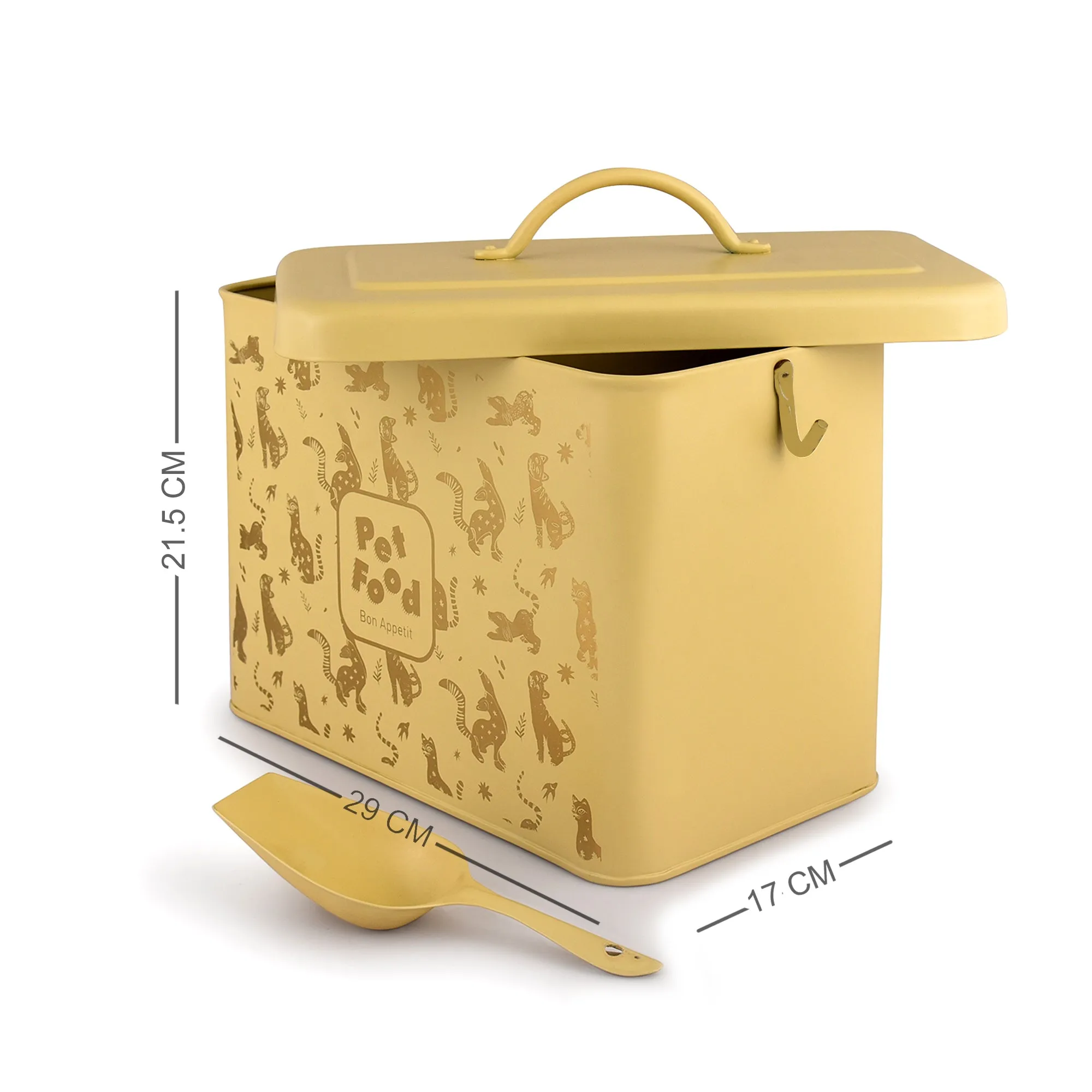 ELAN Pet Food Storage Container with Scoop |Metal Dog & Cat Food Storage Box (Daisy Yellow)
