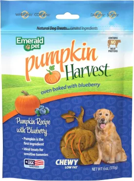 Emerald Pet Harvest  Low-Fat Chewy Natural with for Digestive Health  Meat Free, Poultry Free, Wheat Free  Blueberry, 6 oz