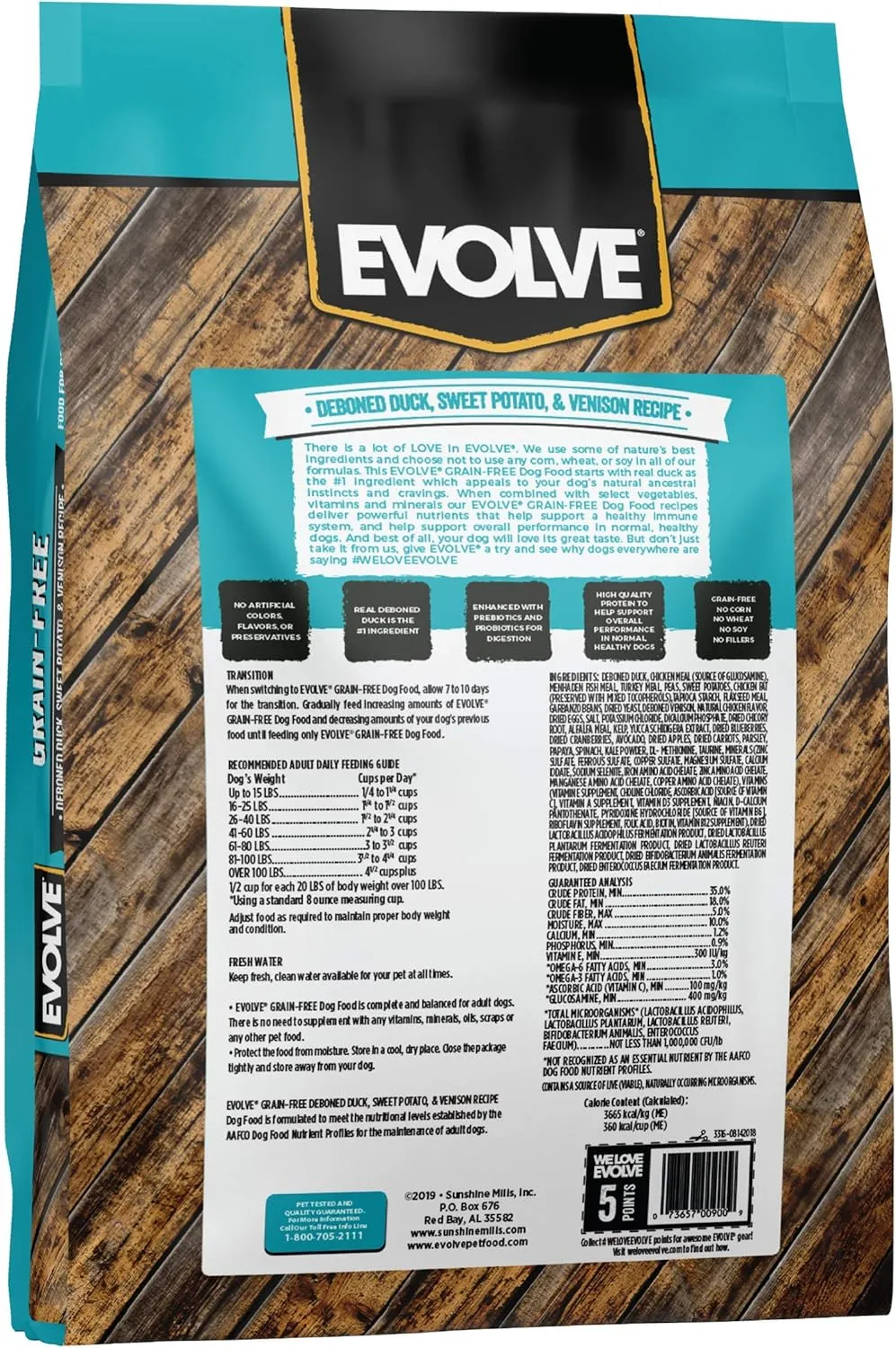 Evolve Grain Free Deboned Duck, Sweet Potato & Venison Recipe Dry Dog Food, 11lb.