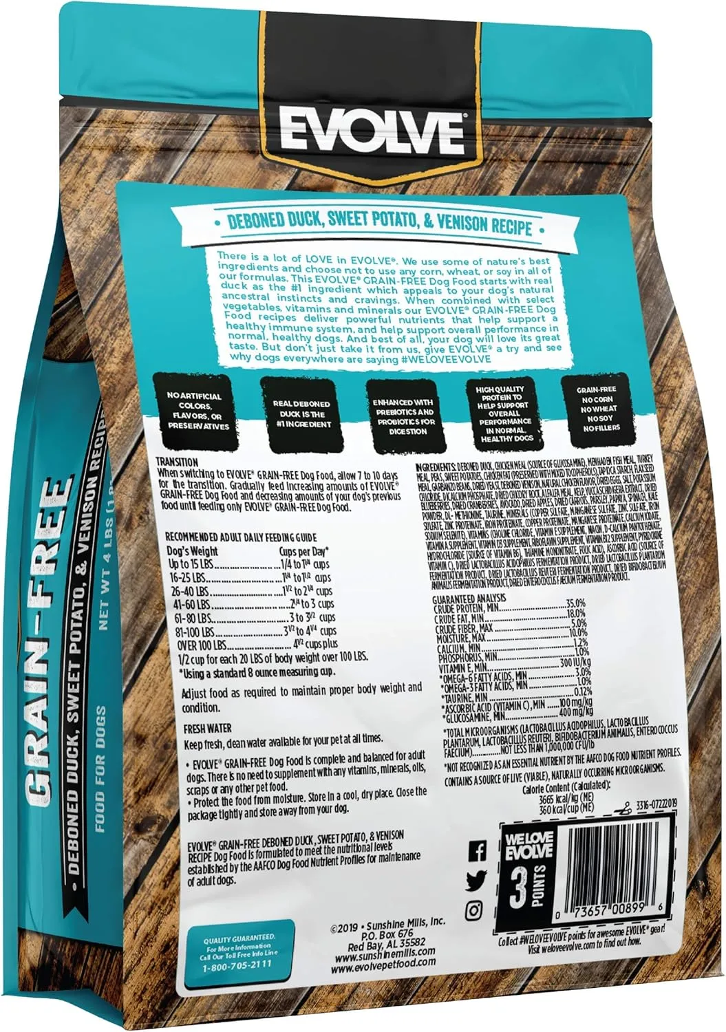 Evolve Grain Free Deboned Duck, Sweet Potato & Venison Recipe Dry Dog Food, 11lb.