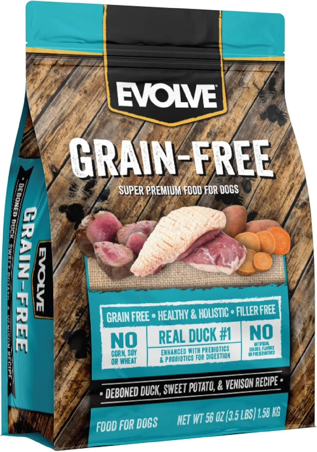 Evolve Grain Free Deboned Duck, Sweet Potato & Venison Recipe Dry Dog Food, 11lb.