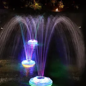 Floating Pool Fountain with Light Show,Rechargeable Battery Pond Water Fountain,IP68 Waterproof Pool Waterfall Fountain,2 Modes Pool Sprinkler Fountain for Inground Above Ground Pool, Gardens-1pc