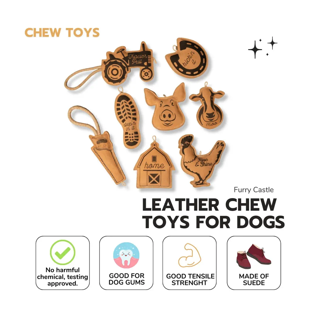 Furrycastle Leather Home Chew Toy: Durable Natural Leather Squeaky Toy for Dogs