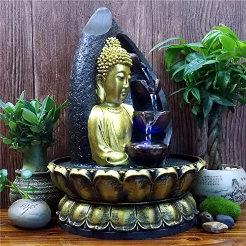GAH Buddha Water Fountain Waterfall with Circular Water Flow Relaxing Office