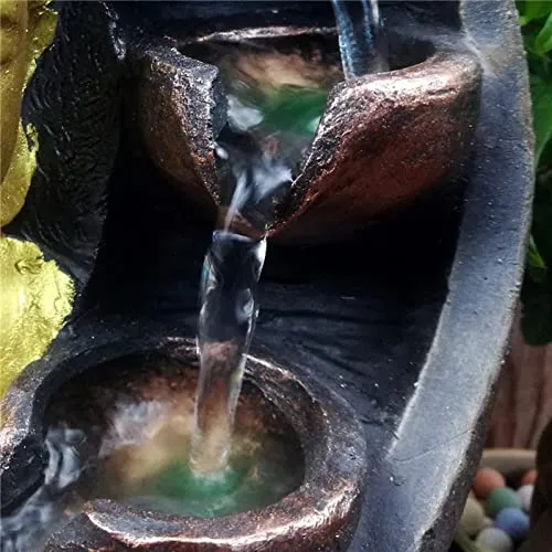 GAH Buddha Water Fountain Waterfall with Circular Water Flow Relaxing Office