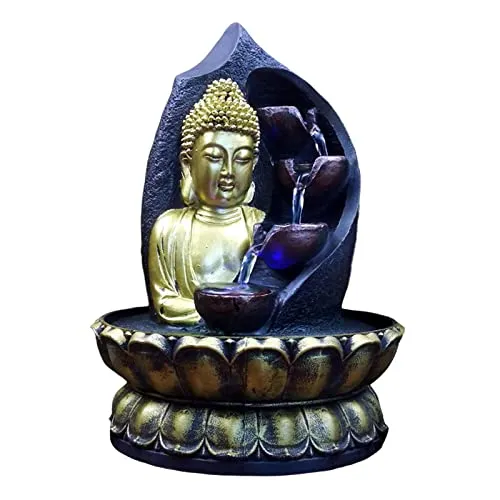 GAH Buddha Water Fountain Waterfall with Circular Water Flow Relaxing Office