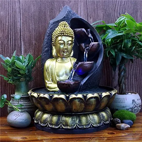 GAH Buddha Water Fountain Waterfall with Circular Water Flow Relaxing Office
