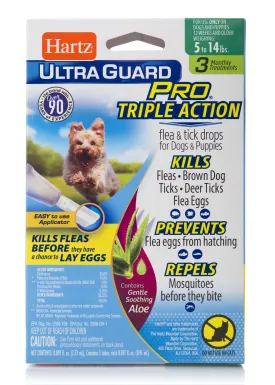 Hartz UltraGuard Pro with Aloe Flea & Tick Drops for Dogs 5-14 lbs, 3 Monthly Treatments