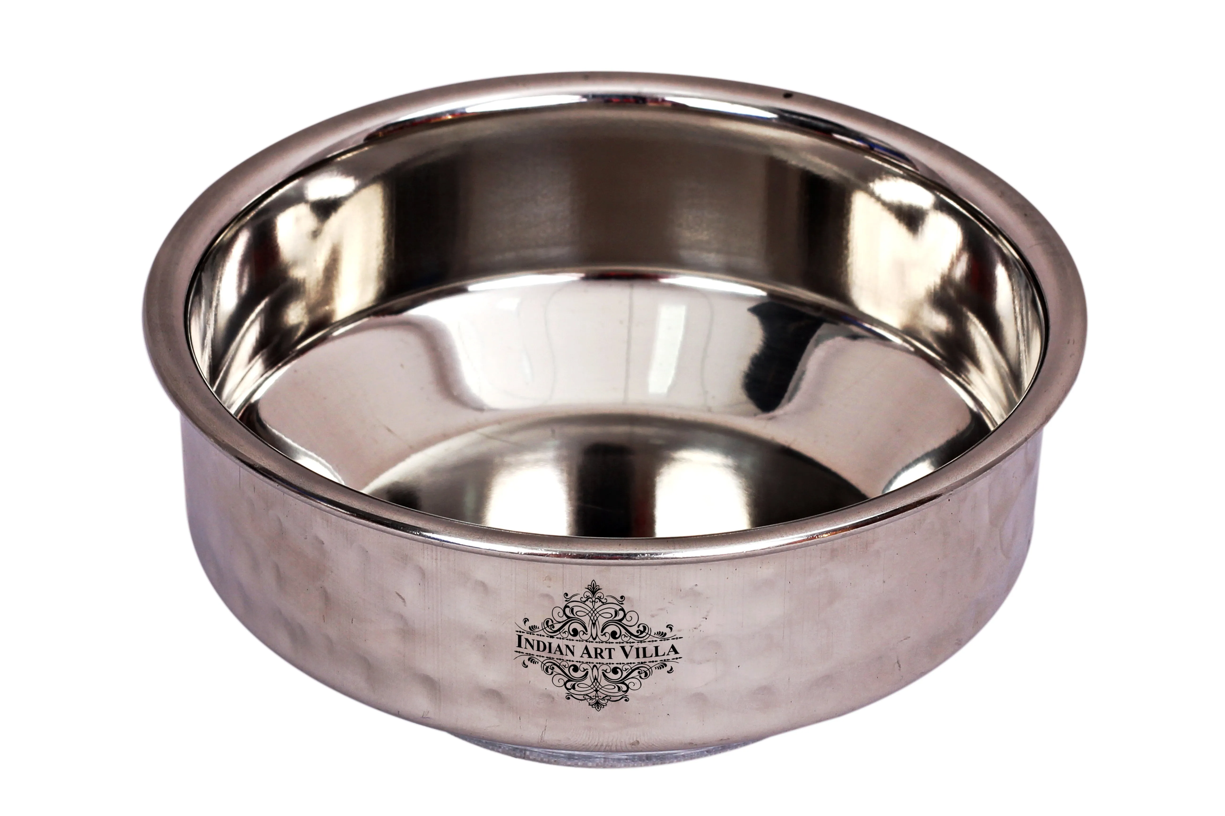Indian Art Villa Pure Steel Hammered Design Soup Bowl 350 ML Set of 2