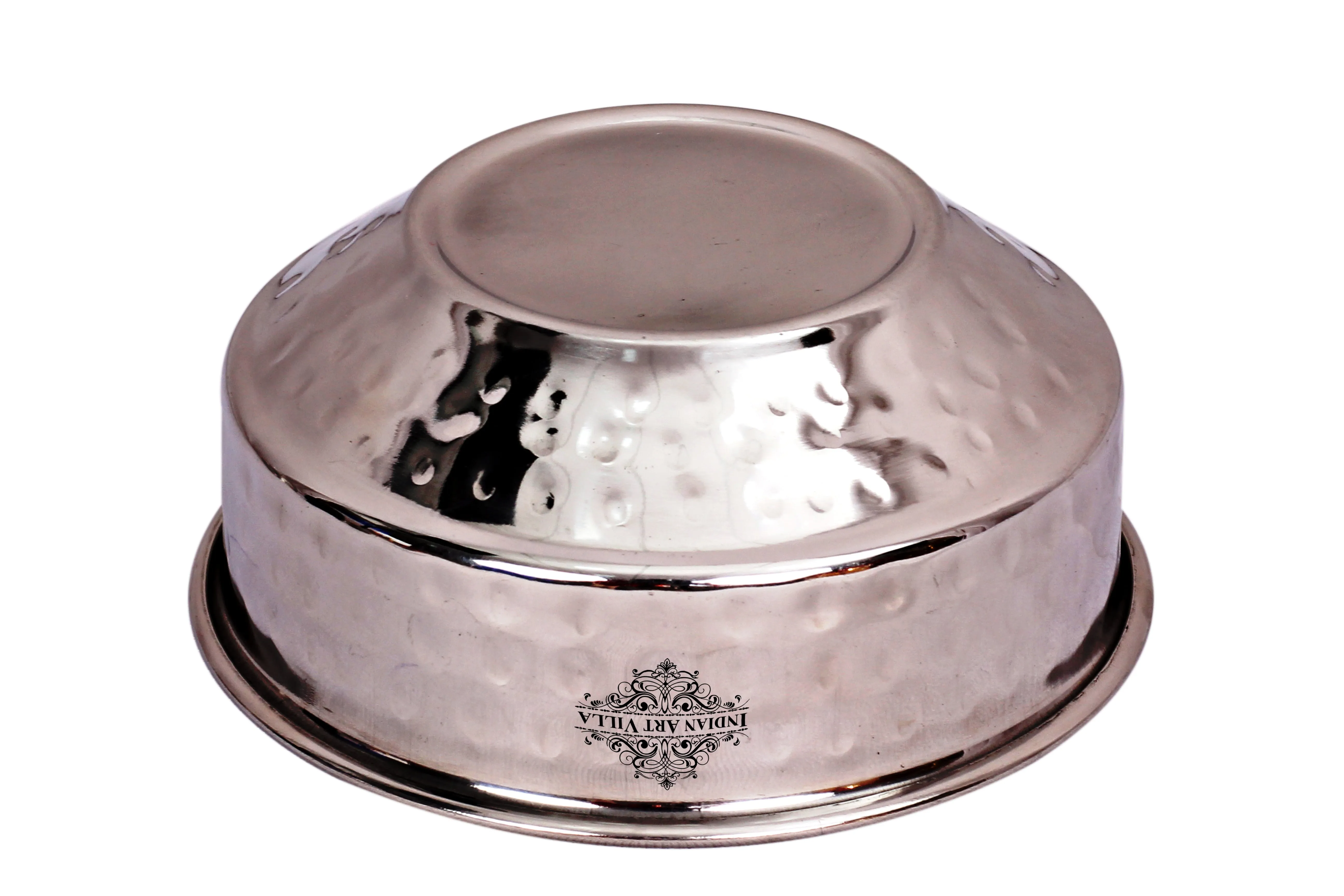 Indian Art Villa Pure Steel Hammered Design Soup Bowl 350 ML Set of 2