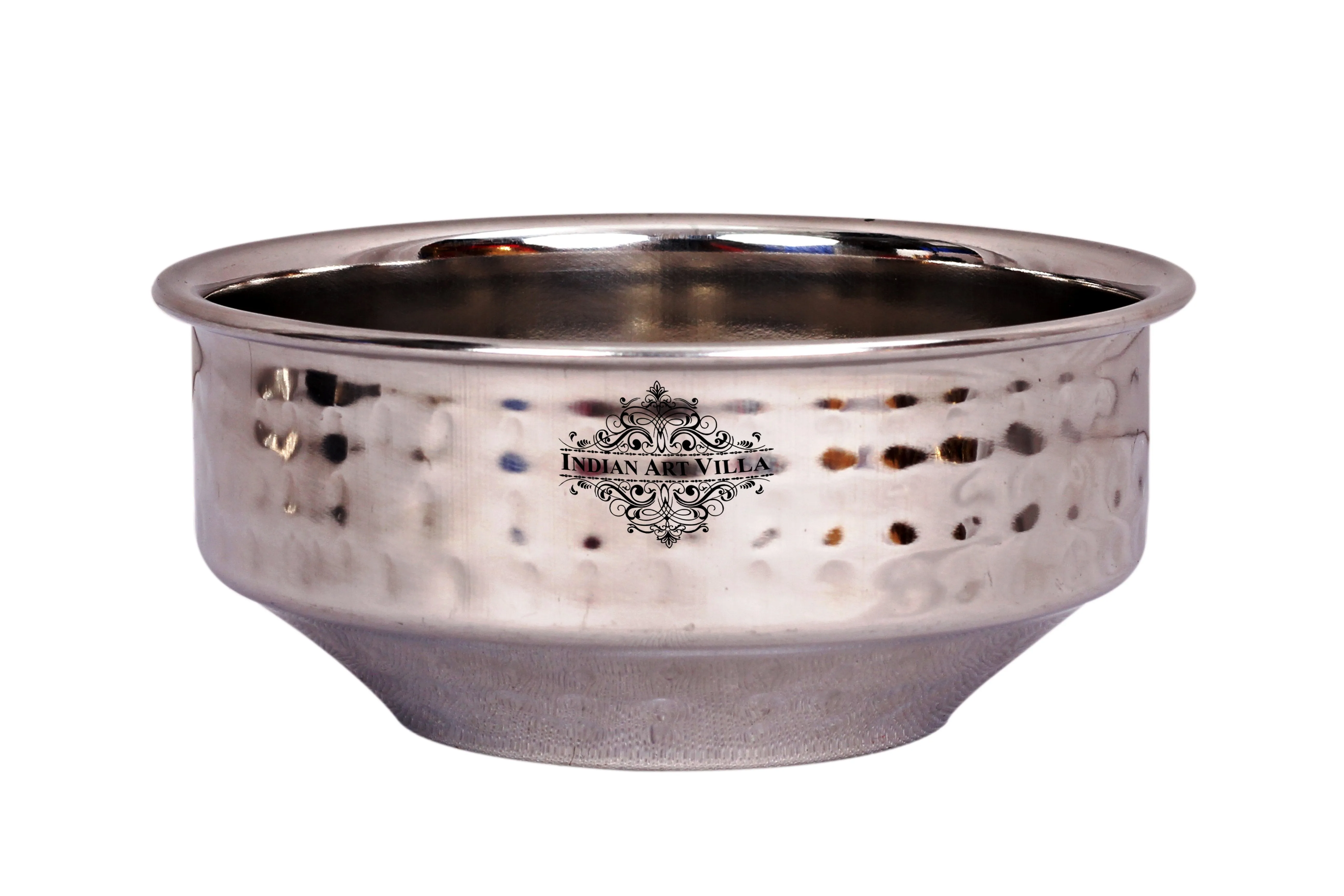 Indian Art Villa Pure Steel Hammered Design Soup Bowl 350 ML Set of 2