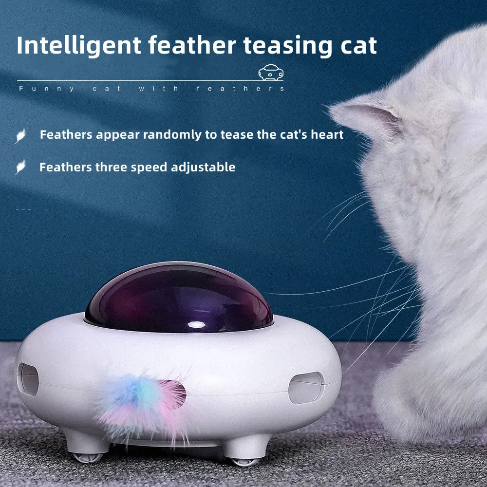 Interactive Cat Teaser Toy - USB Rechargeable with Replaceable Feather