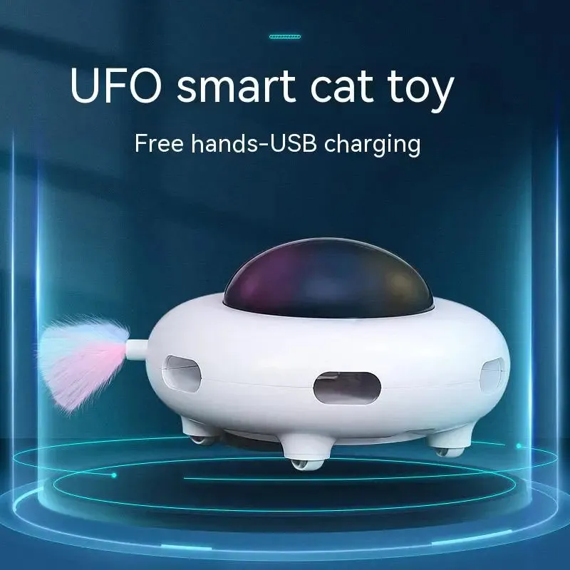 Interactive Cat Teaser Toy - USB Rechargeable with Replaceable Feather