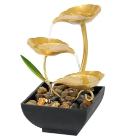 JAPTI Metal Tabletop Water Fountain Decor Ornaments with Waterfall Desktop Lotus Fountains, Deep Basin and Natural River Rocks, Indoor Zen Relaxation for Office, Bedroom Decor Item (1pcs/multi-color)