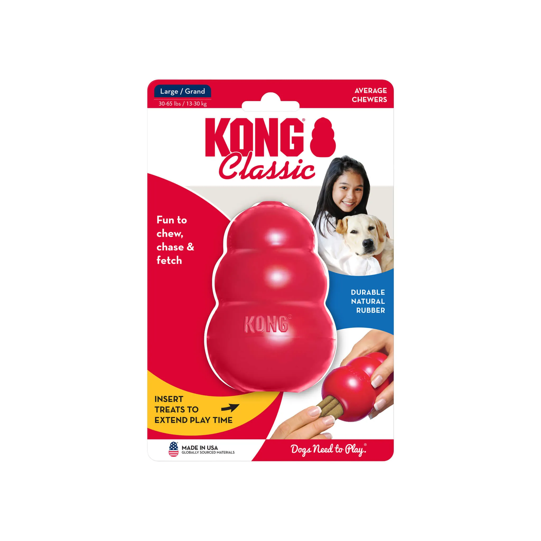 KONG Classic Natural Rubber Treat Stuffer Dog Chew Toy