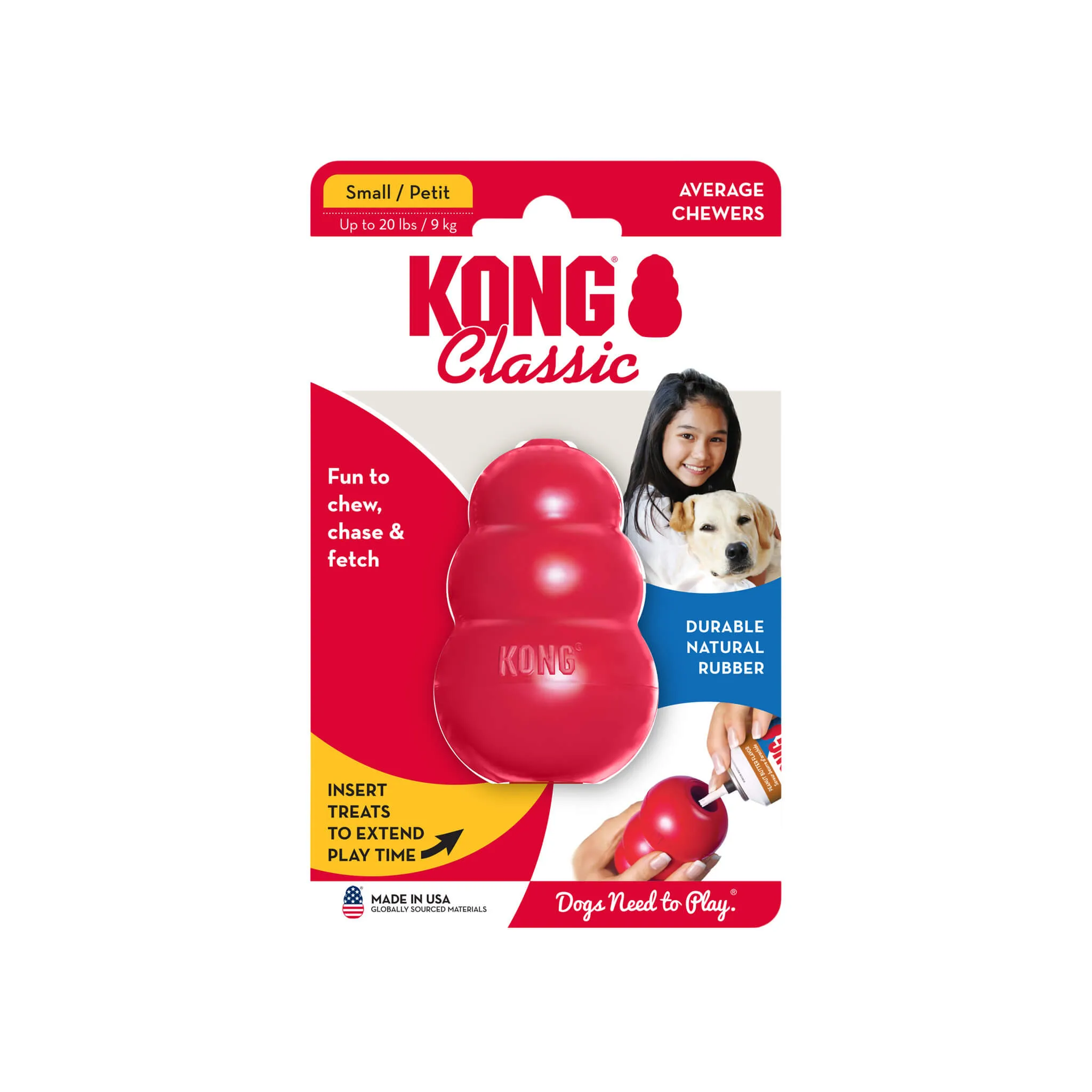 KONG Classic Natural Rubber Treat Stuffer Dog Chew Toy