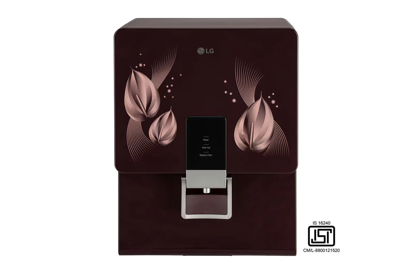 LG WW146RPLC 8L RO   Mineral Booster Water Purifier with Stainless Steel Tank, Digital Sterilizing Care, Filter Change Indicator, Wall Mount (Crimson Red)
