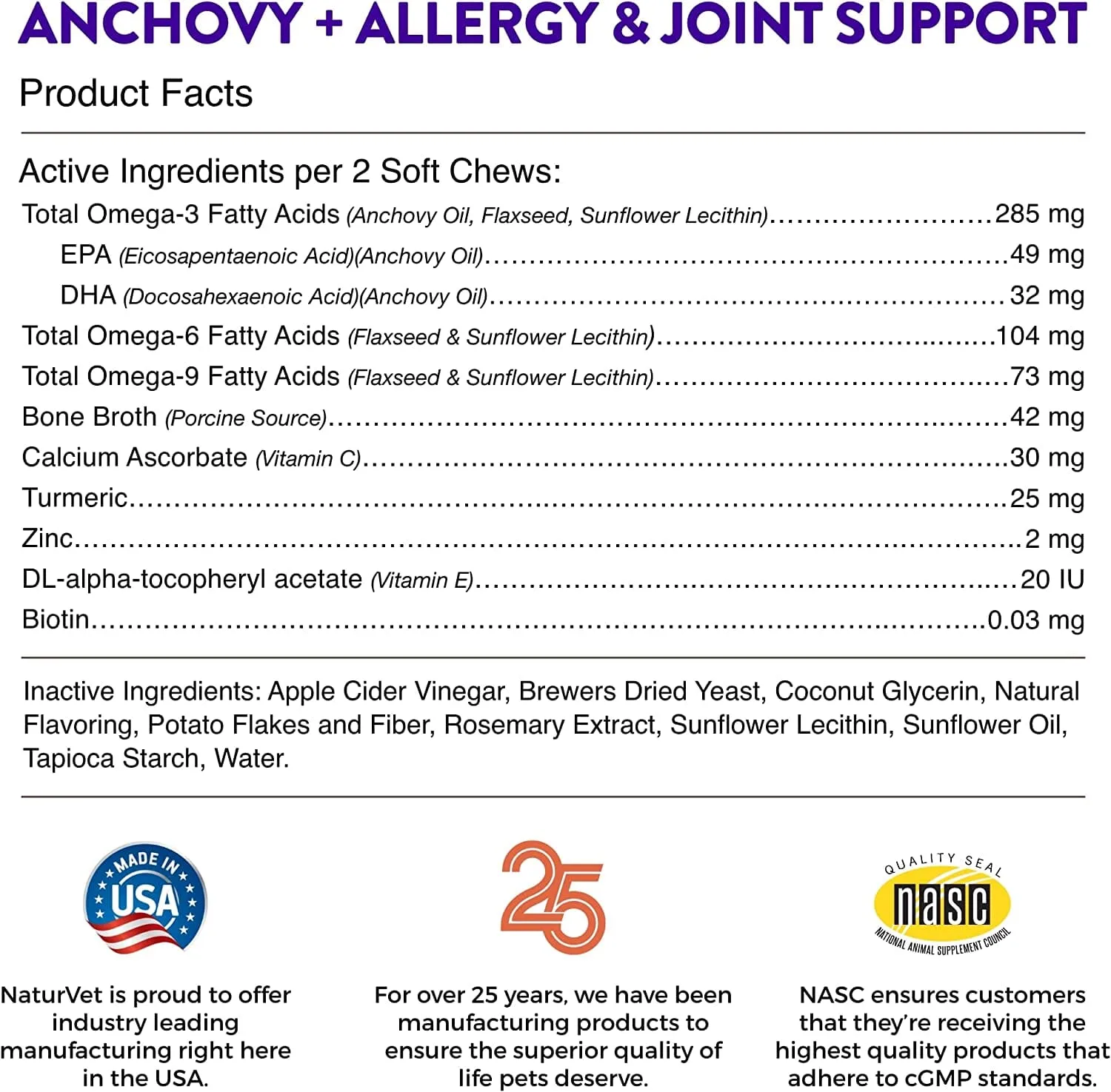 Naturvet Evolutions Anchovy   Allergy and Joint Support Soft Chews Dog Supplements - 180 Count