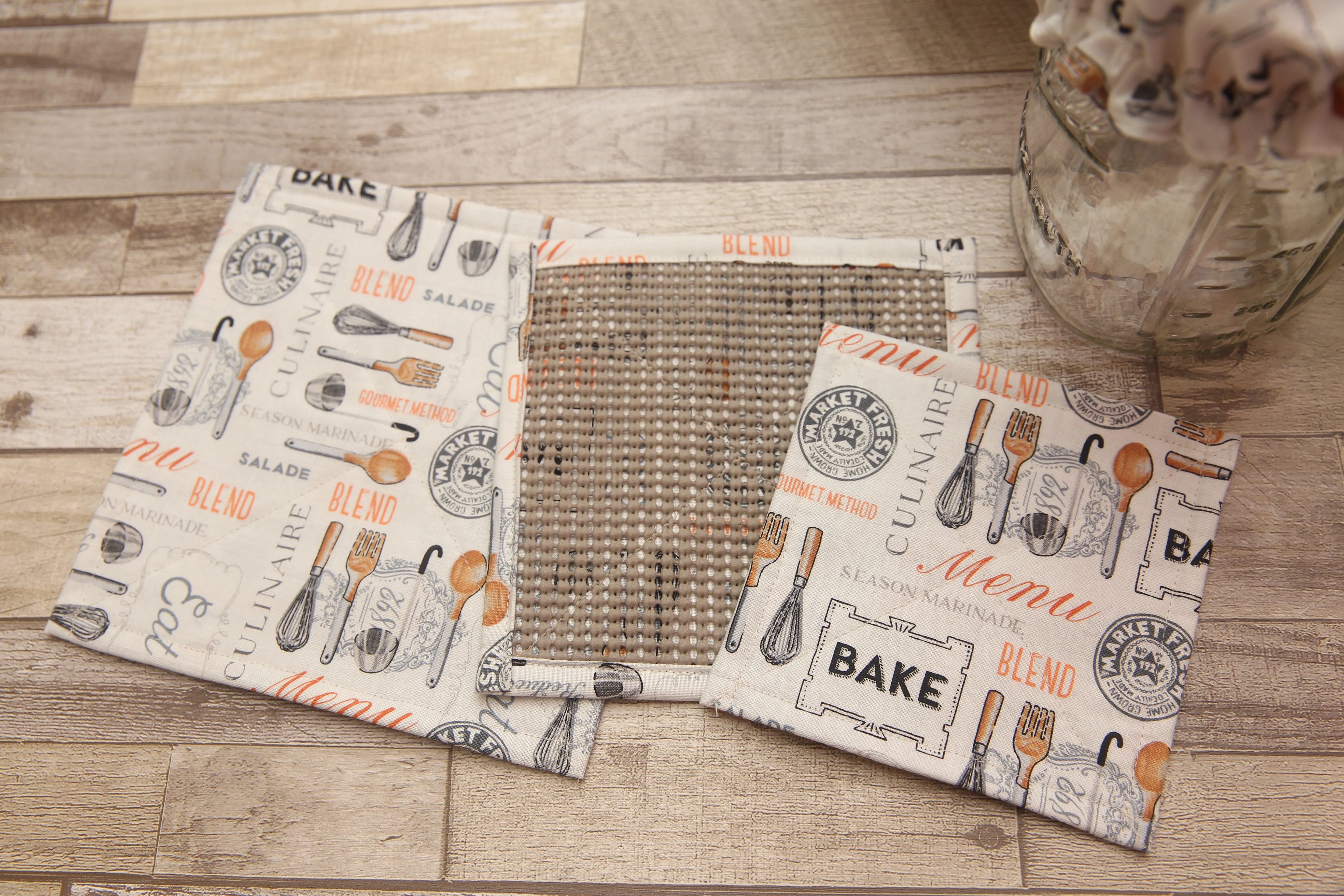 NON-PROP (Bake!) Bowl, Jar, Cup, Plate COVERS; Hot Pad; Jar Opener; Bake!; MADE TO ORDER