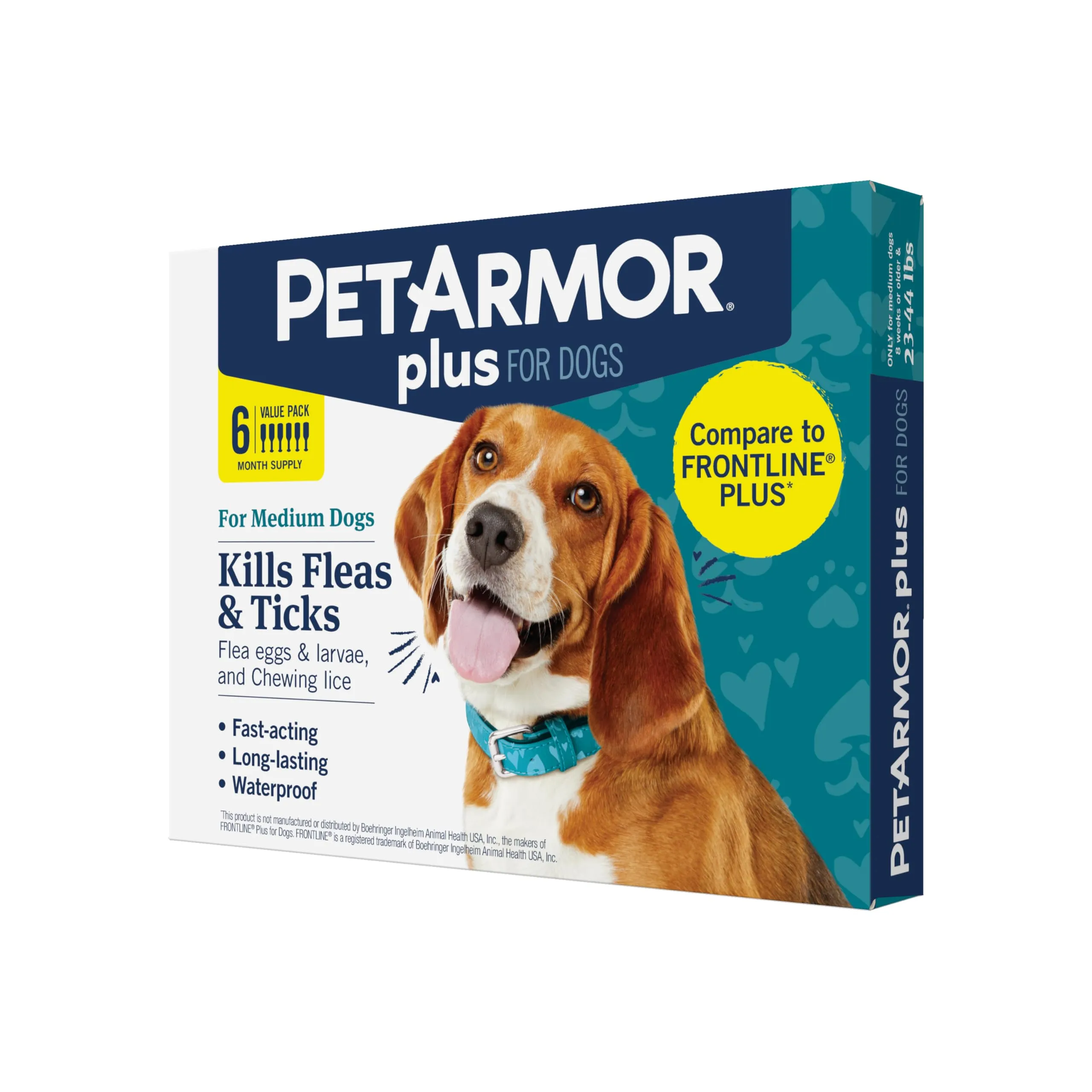 PetArmor Plus Flea and Tick Prevention for Dogs, Dog Flea and Tick Treatment, 3 Doses, Waterproof Topical, Fast Acting, Small Dogs (5-22 lbs)