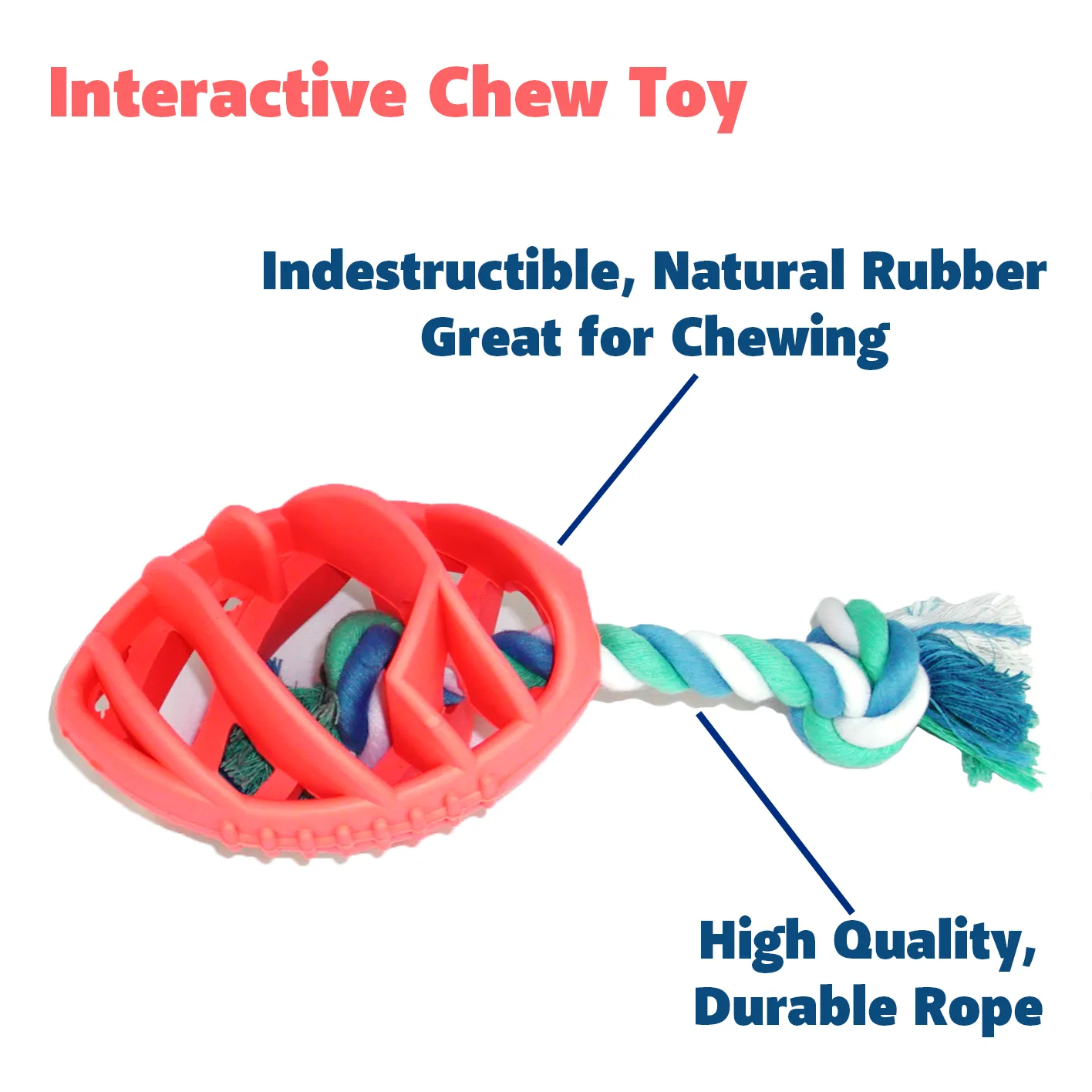 Rubber Football Dog Chew Toy with Tug Rope | PetPals®