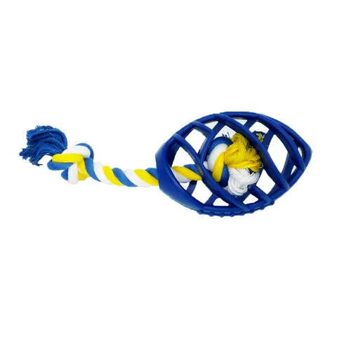 Rubber Football Dog Chew Toy with Tug Rope | PetPals®