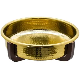 STAINLESS STEEL & WOOD GOLD, HAMMERED 45x45x14cm