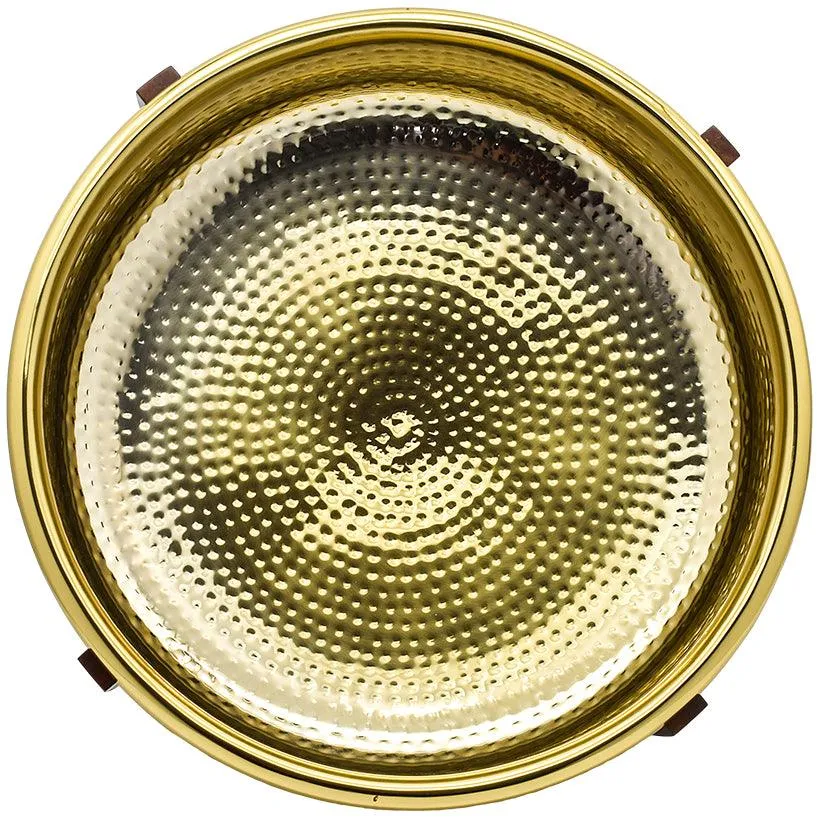 STAINLESS STEEL & WOOD GOLD, HAMMERED 45x45x14cm