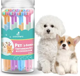 Three-Sided Dog Toothbrush, Great Toothbrush for Small Dogs & Puppies, Dog Tooth Brushing Kit for Cleaning Your Dog's Teeth, for Daily Care of Your Dog's Mouth. Mixed Color, 8 Pcs S