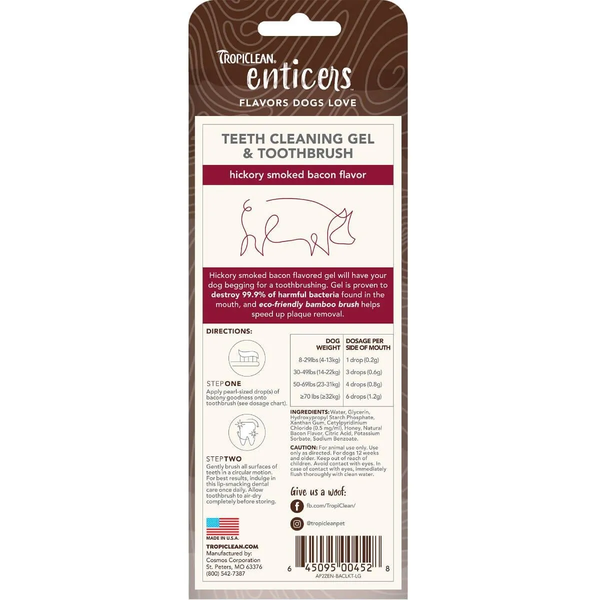 Tropiclean Enticers Hickory Smoked Bacon Dog Teeth Cleaning Kit