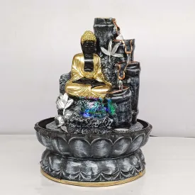 VIVARS Polyresin Table Top Indoor Outdoor Water Fountain with LED Lights for Home Decor Decoration Showpiece Gift Gifting Items Buddha Fountain-Multi (Black)