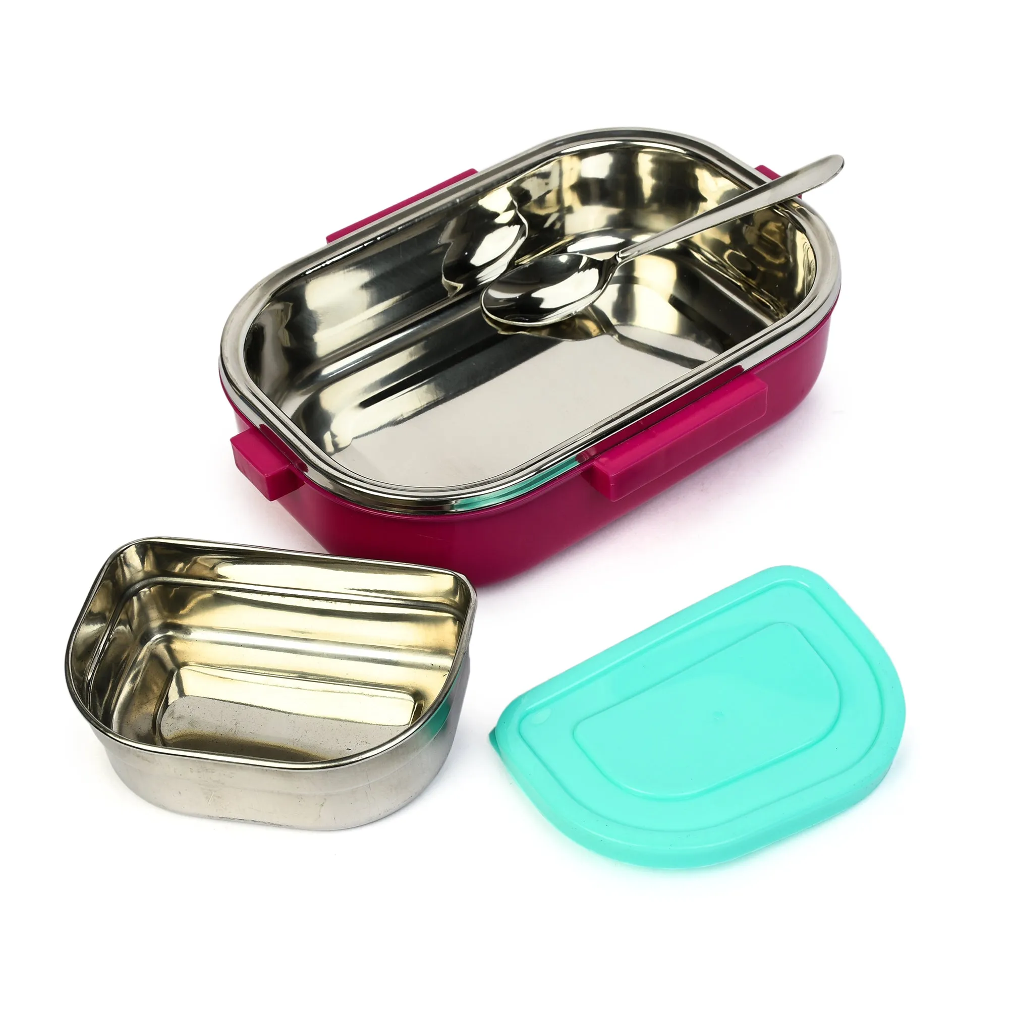Youp Stainless Steel Green Color Peppa Pig Theme Kids Lunch Box Happy Bite 750Ml